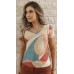 034377  Blusa Manga Curta Ramany Estampa Geométrica